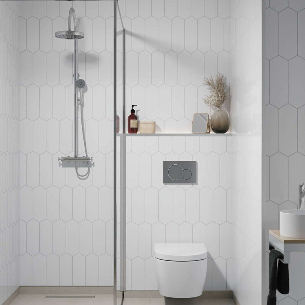 Fibo Urban Denver White Elongated Hexagon Wall Panel