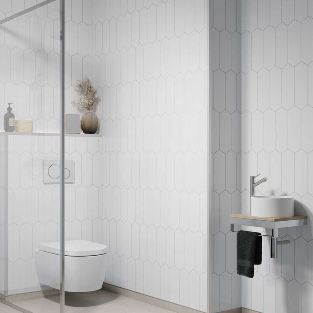 Fibo Urban Denver White Elongated Hexagon Wall Panel