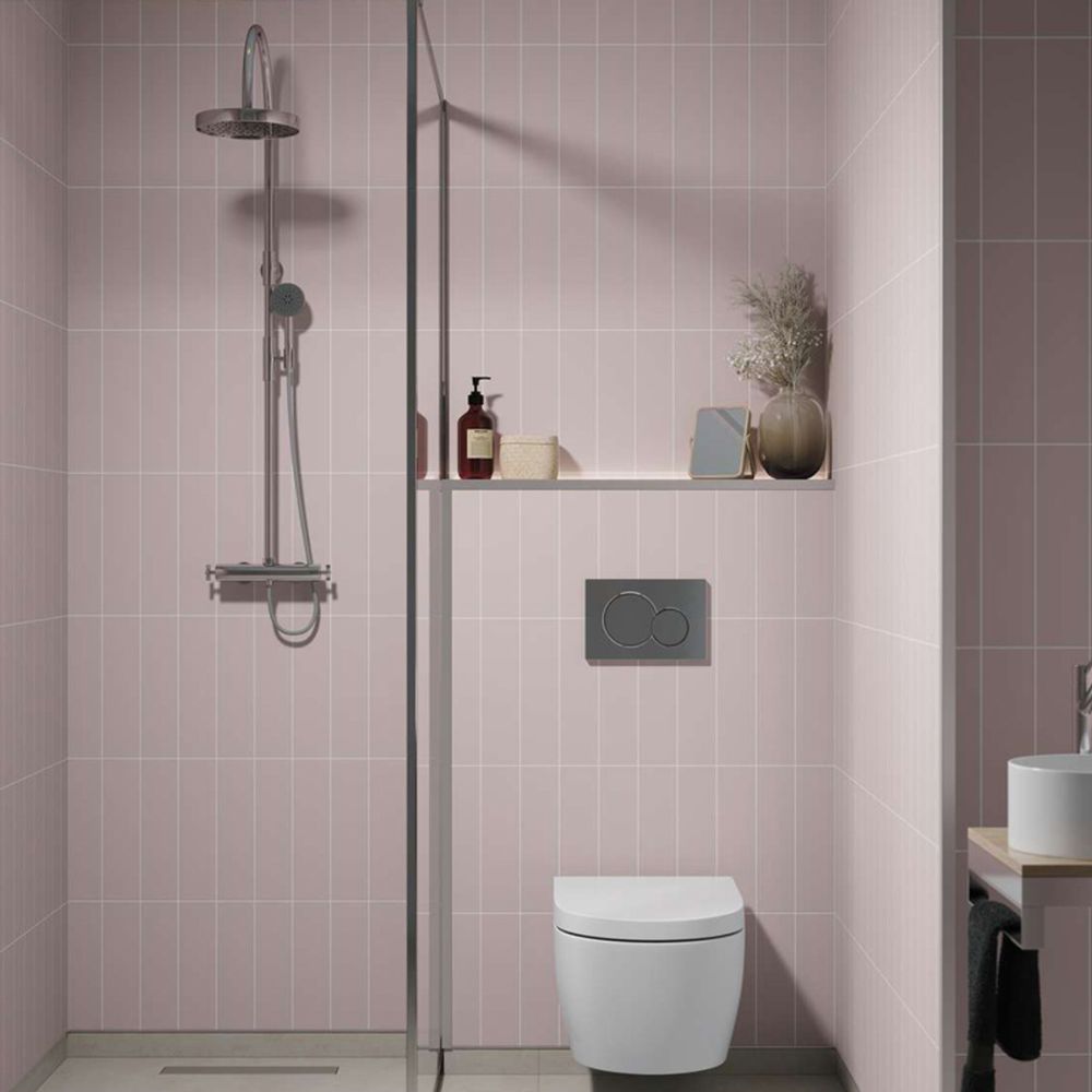 Fibo Urban Dusky Pink Stacked Subway Wall Panel