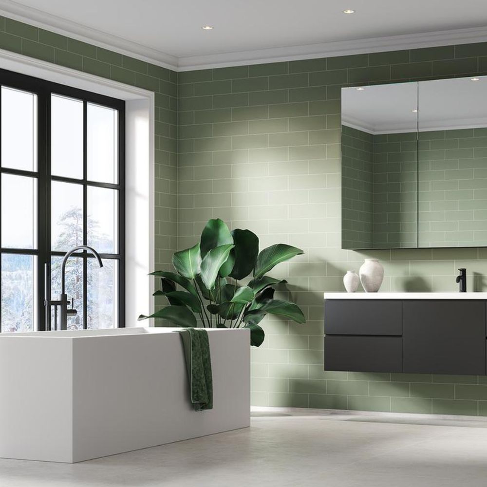 Fibo Urban Olive Green Metro Brick Wall Panel