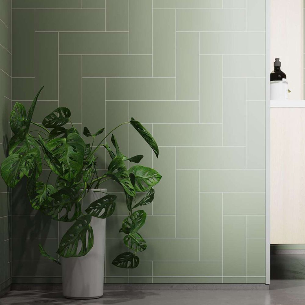 Fibo Urban Olive Green Straight Herringbone Wall Panel