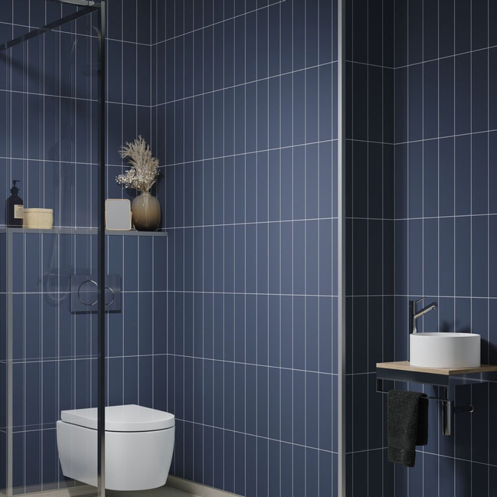 Fibo Urban Smokey Blue Stacked Subway Wall Panel