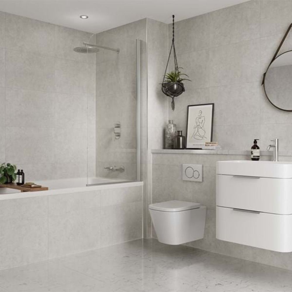 White Mineral Tile Multipanel Wall Panel