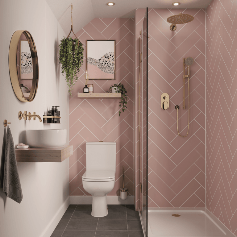 Pink Panel Wall Pink Wall Panels - Grout-Free & Durable | Wet Wall Panels