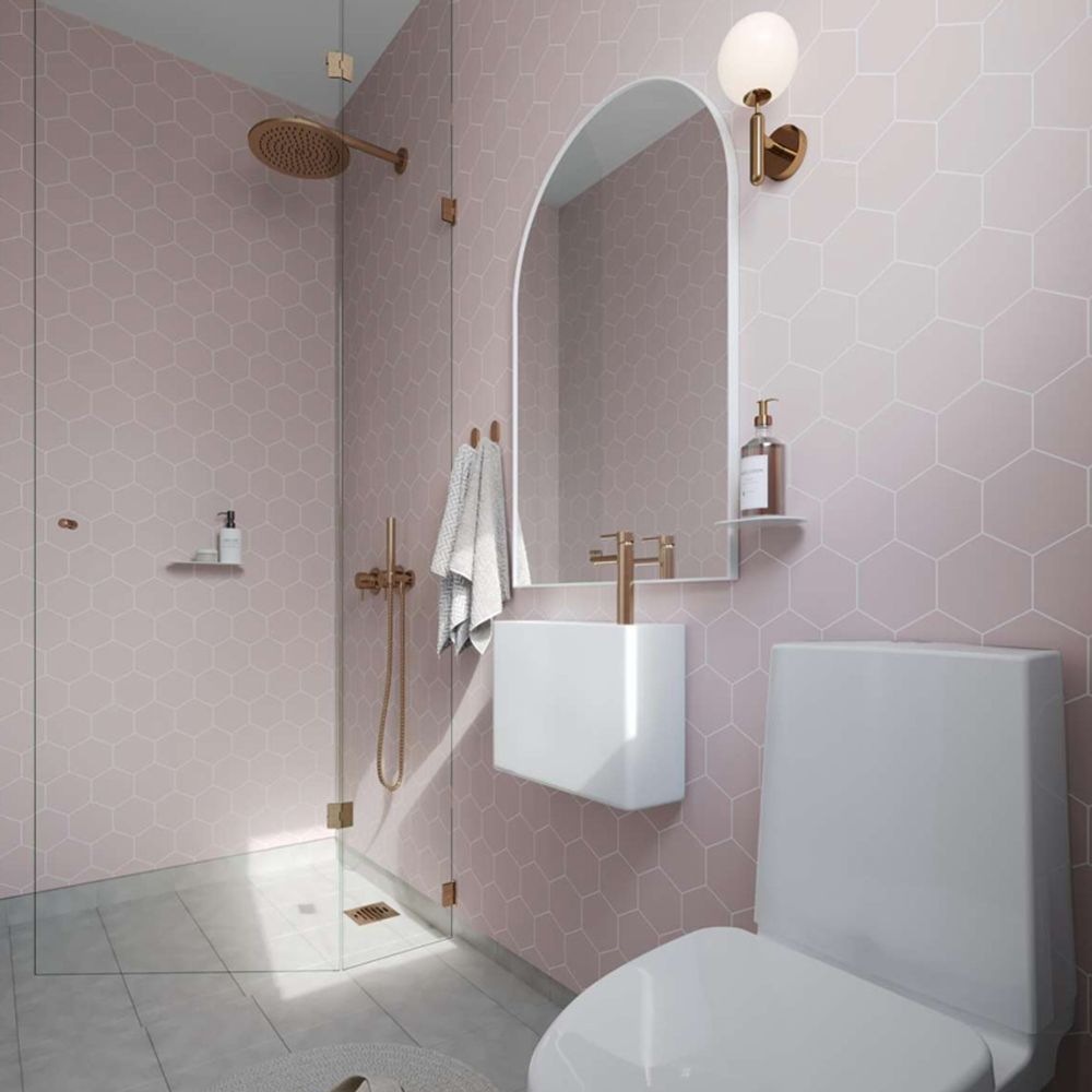 Fibo Urban Dusky Pink Hexagonal Wall Panel