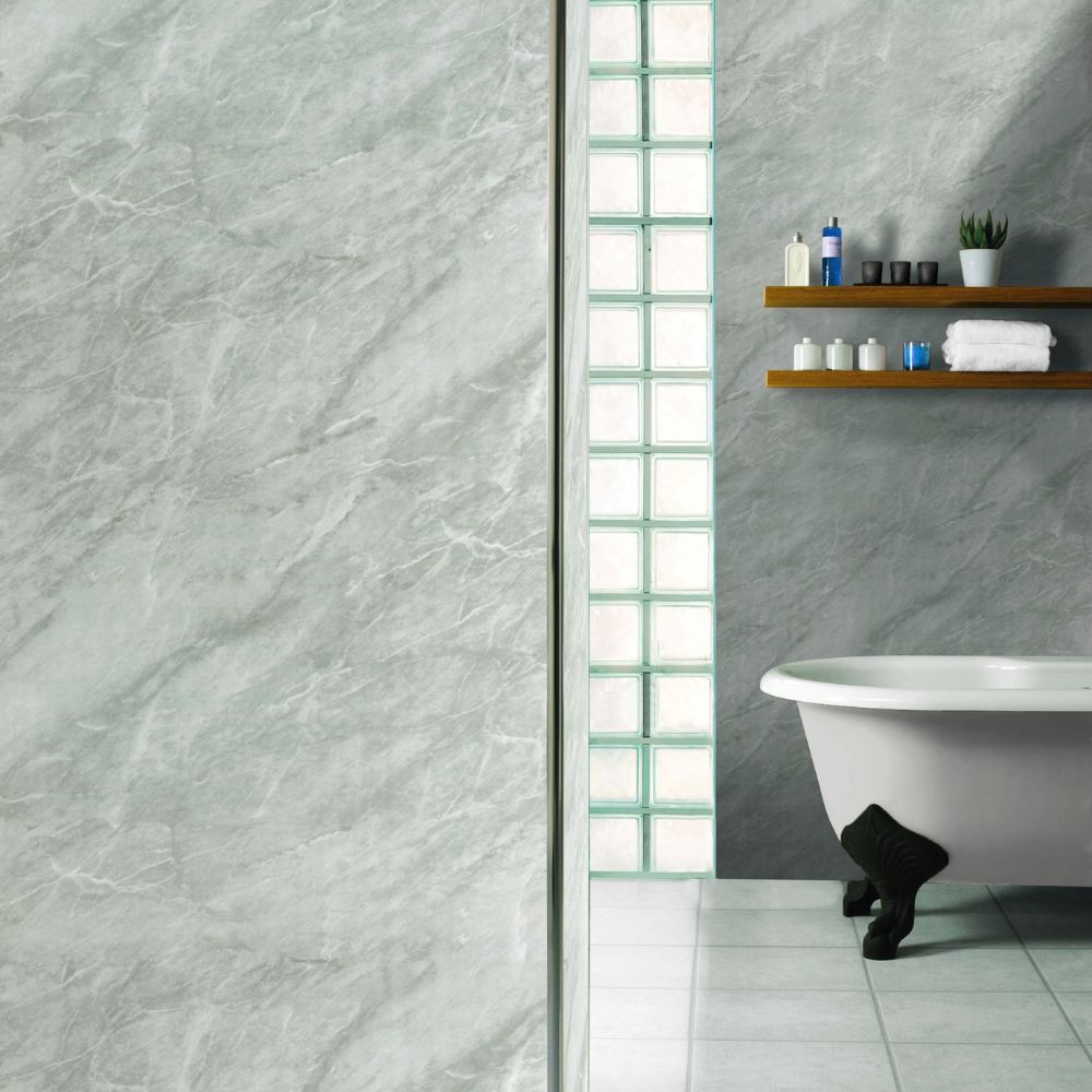 Light Grey Marble Gloss 1.2m Wide Wall Panel