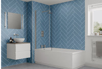 Thumbnail for Misty Blue Herringbone Tile Multipanel Wall Panel